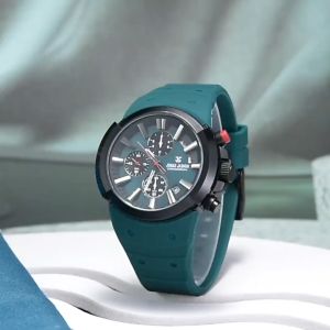 Jam Tangan Jonas Jasmin Original Lingkaran HA-648SNA / Jam Tangan Fashion Pria Tali Rubber Diameter 45cm Chrono Aktif
