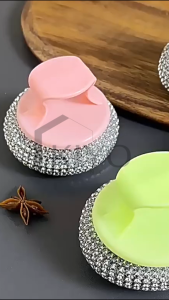 KIYO Sikat Bulat Sabut Kawat Cuci Piring Bisa Lepas dengan Gagang / Cleaning Brush Multifungsi Serbaguna / Spon Kawat Cuci Piring Panci Kuali