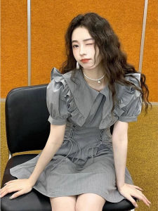 Design High-quality Fashionable Campus Style Bubble Sleeve Miniature Dress