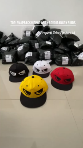 Topi Snapback Hiphop Anak Laki Laki Motif Bordir Mata Angry Birds Usia 2-10 Thn