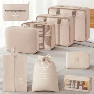 ชุดกระเป๋าจัดระเบียบสำหรับเดินทาง 7/8/9 ชิ้น กระเป๋าจัดระเบียบเสื้อผ้า รองเท้า อุปกรณ์อาบน้ำแบบดิจิทัล กระเป๋าจัดระเบียบในกระเป๋าเดินทาง ชุดกระเป๋าจัดระเบียบเสื้อผ้า