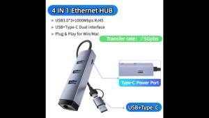 USB C to Ethernet Adapter Gigabit RJ45 to USB 3.0 Type-C/Thunderbolt 3 Ethernet LAN Network Adapter For MacBook Pro Dell XPS
