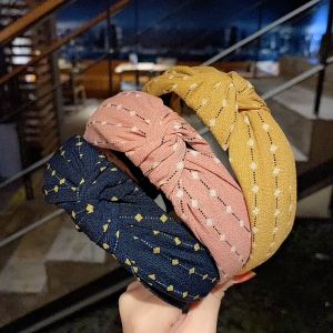 Băng Đô Cài Tóc Bản Rộng Vải Sợi Xinh Xắn Cho Nữ