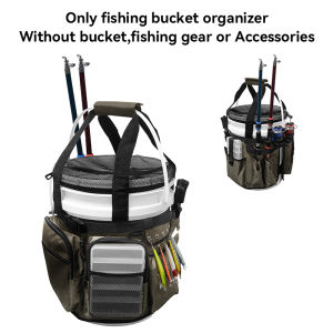 WESTTUNE Fishing Bucket Organizer with Bucket Cover Ice Fishing Tackle Bag 5 Gallon Bucket Tool Bag for Fishing Gear & Accessory