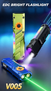 ASAFEE V005 Tactical EDC Flashlight 950LM With 365nm UV/Green Laser Multi-Color Side Light Magnetic Hall Switch Type-C Rechargeable Camping Light