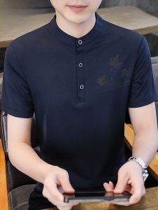 HENGYUANXIANG | Mens Summer Fashion Loose Henley Short Sleeve T-shirt