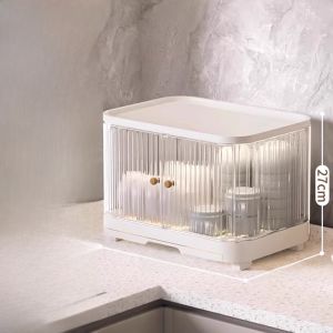 Alsoya Kitchen Dish Drainer Rack with Cover Dishwasher Safe Dish Storage Box Home Use Bowl Drying Rack Utensil Organizer