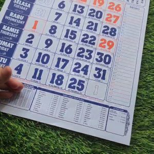 KALENDER KERJA BI UKURAN 32X48 CM TAHUN 2026/ KALENDER TERBARU 2026
