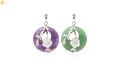 CSJA Natural Stones Pendant for Necklace Round Flower Leaf Amethysts Rose Quartz Rock Crystal Healing Tiger Eye Jewelry G384. 
