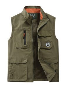 Áo Khoác Ngoài Thường Ngày Mỏng Cổ Đứng Nhiều Túi Ngoài Trời Mùa Xuân Thu Cho Nam Áo Khoác Ngoài Chụp Ảnh Câu Cá