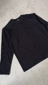 Áo Thun Tay Dài DAPPERANDMORE Exclusive Long Sleeve 100% Cotton 250GSM Phối Line Rã May - Black