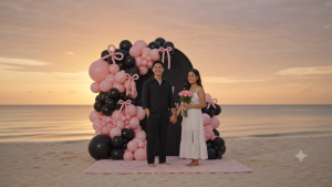 【Happy Time Combine Set】Coquette Birthday Decorations Pink Black Bow Balloon Garland Arch Kit for Wedding Bridal Baby Shower Bachelorette Party Decorations