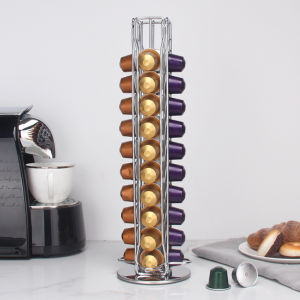 Rotatable Nespresso Capsule Coffee Holder 40 Pods 60 pcs Capsules 360 Degree Rotating Display Organizer Shelf