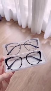 Gọng kính cận nữ mắt mèo 11916 mắt kính giả cận nữ nhựa Acetate tròng trong suốt chống tia UV ánh sáng xanh