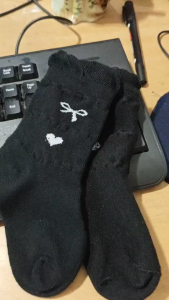 CT45 kaos kaki anak perempuan pita & love ruffle top panjang sebetis umur 1-15 tahun bahan katun lembut korean style warna hitam abu putih - baby socks - kids socks - kaos kaki abg remaja