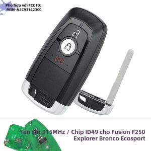 KEYECU M3N-A2C93142300 Chìa Khóa Điều Khiển Từ Xa Thông Minh Fob 315 MHz ID49 Chip Dành Cho Ford Fusion F250 F350 F450 Explorer Bronco Ecosport - Chìa Khóa Xe Thay Thế
