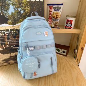 Large Capacity School Backpack for Girls High School Students Double Shoulder Bag Japanese Style Nylon Material Water Resistant