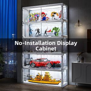 SHOUNADAREN | No Assembly Required Lighted Dustproof Display Cabinet