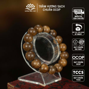 Vòng tay trầm hương tròn đơn Xưởng Mộc Việt - vòng trầm phong thủy may mắn tài lộc bình an mùi hương dịu nhẹ - trầm tóc tiêu chuẩn size 8-20mm