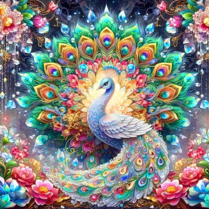 Huacan 5D DIY Diamond Painting Peacock Lotus Diamond Mosaic Animal Flower New 2026 Picture Of Rhinestones