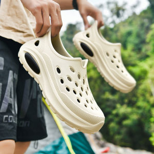 ORNGMALL Summer Hollow Casual EVA Non-slip Sandal Soft Bottom Sandals for Men Lightweight Garden Beach Men Shoes Outdoor Platform Sandals 36-45