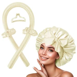 Heatless Curling Rod Headband Soft Hair Curler with Sleeping Bonnet No Heat Hair Rollers Satin Curls Lazy Curlers Styling Tools