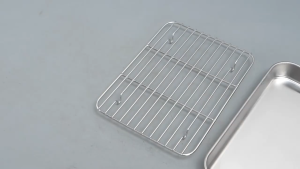 toStainless Steel Oven Baking Tray Removable Cooling Rack Set Plate BBQ Tray Pan Dish Grill Mesh