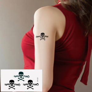 Fresh Arm Wrist Back Chest Waterproof and Durable Lw023 Bluish Black Letter Skull Ghost Head Ghost Tattoo Sticker