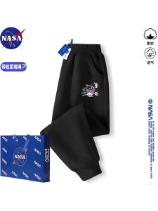 NASA Kids Cartoon Sporty Pants: Casual Loose Fit Long Trousers for Middle and Big Children Trendy Spring Autumn Cotton Pants