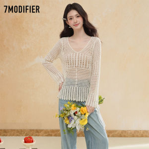 7.Modifier | Áo Thun Dây Kéo Flared Tay Lỏng V-Neck