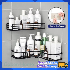 Bathroom Corner Storage Shelves Wall Mounted Rack Shampoo Holder Iron Shower Drain Basket Kitchen Spice Storage Rack