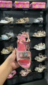 Korean Fashion Childrens for Girls High Heel Sandals gem design Versatile Princess High Heels