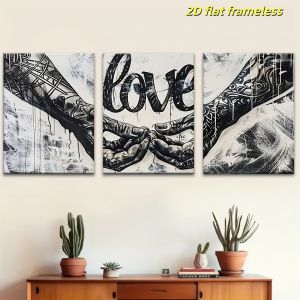 3 modern love themed street graffiti handmade canvas posters creative art design ideal gifts for living rooms bedrooms offic