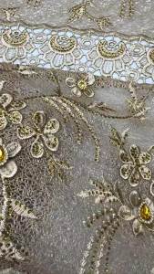 French Embroidery Stones Lace Nigerian Dress Fabric 2026 High Quality African Mesh Chiffon Lace Fabric For Women Wedding Party