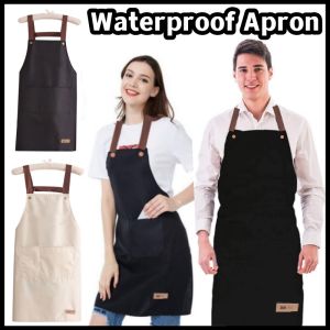 Waterproof Apron Coffee Shop Barber Working Bib Kitchen Cooking BBQ Adjustable Aprons