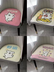 Cute Lamb Velvet Half round Horse Hoof Shaped Chair Pad Warmth Insulation Coolness Isolation Dining Chair Cushion Sitting Pad