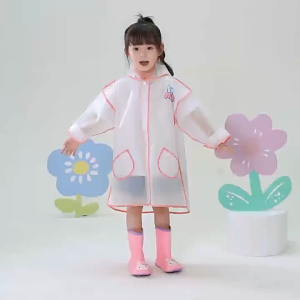 Rain Coat for Boys Girls 4-12 Yrs Raincoat for Kids Waterproof Cartoon Design PVC Thick Raincoat Poncho With Brim School