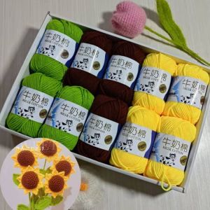 10PCS Total 500g Milk Cotton Wool Yarn Set Soft 5ply Medium Thick Thread Knitting Line DIY Hand-knitted Flower Crafts Hats Scarf