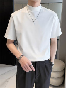 JIARONG | Half-high Collar Short Sleeve Padded Shoulder Mens T-Shirt
