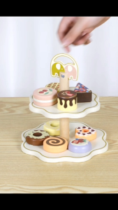 ONE ELEPHANT Dessert Rack Ages 3+ 2 Layer Wooden Toy Gift For Kids by WISHLAND