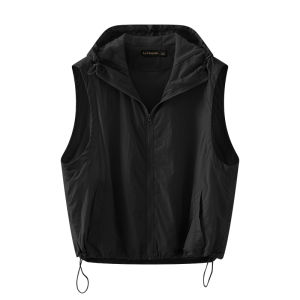 Shalldoer | Hooded Drawstring Sleeveless Jacket Summer Sun Protection Loose Casual