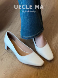 MASHUJIA | Comfortable Leather French Flat Shoes for Women High Heels