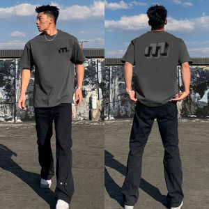 American Ins Trendy Letters Print Basketball Short Sleeve Mens Summer Easiest for Match Loose-Fitting Casual T-shirt Workout Running Top