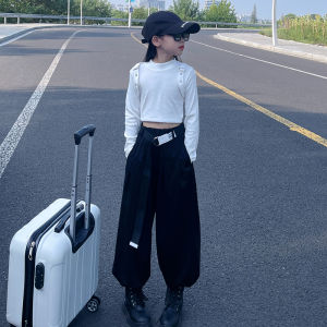 Girls Short Tight Long Sleeve Dance T-Shirt Street Dance Fashionable Childrens Base Shirt Clothing Korean Style round Neck