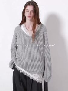 CHACHASTU | Áo Vest Ren Cổ V Raglan Sweater Houndstooth Ấm Áp Có Lót Quần Tây Casual