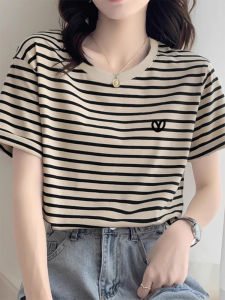 V.C.I | Cotton Stripe Crew-neck Loose T-shirt
