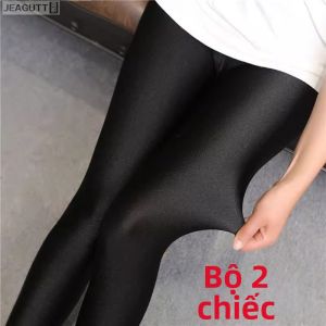 jeagutt | Plus Size Spring Autumn Ice Silk Shiny Ankle-Length Leggings High Elasticity