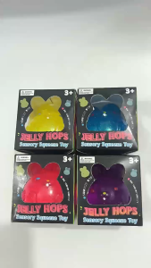 [SG Stock]Jelly Hops Sensory Squeeze Toy – Soft Squishy Glittery Stress Relief Bunny for Kids & Adults Fun Gift Relaxing Hand Toy