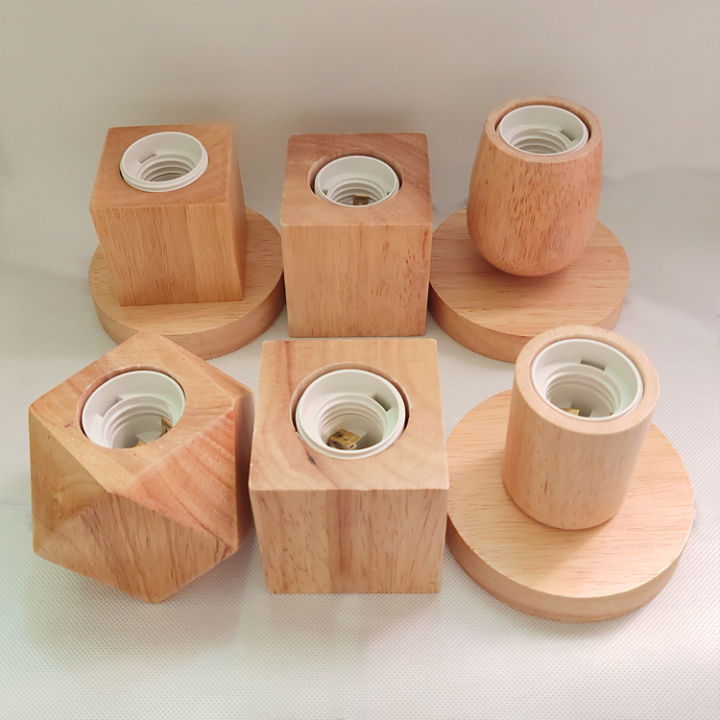 Solid Wood Lamp Holder Lamp Head E27 Screw Bulb Household Small Night