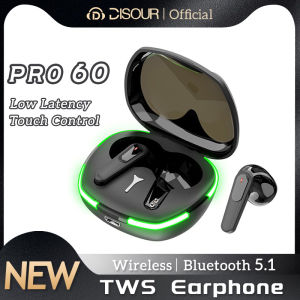 DISOUR Original PRO 60 Wireless Headphones Bluetooth 5.1 Low Latency Earphone Noise-Canceling Waterproof TWS Headset for Sport With Mic